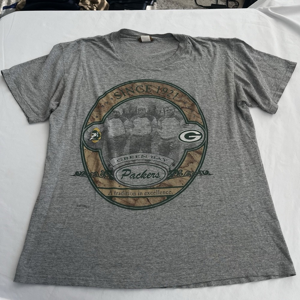 1995 Vintage Nutmeg Green Bay Packers T Shirt Size Large Made In USA